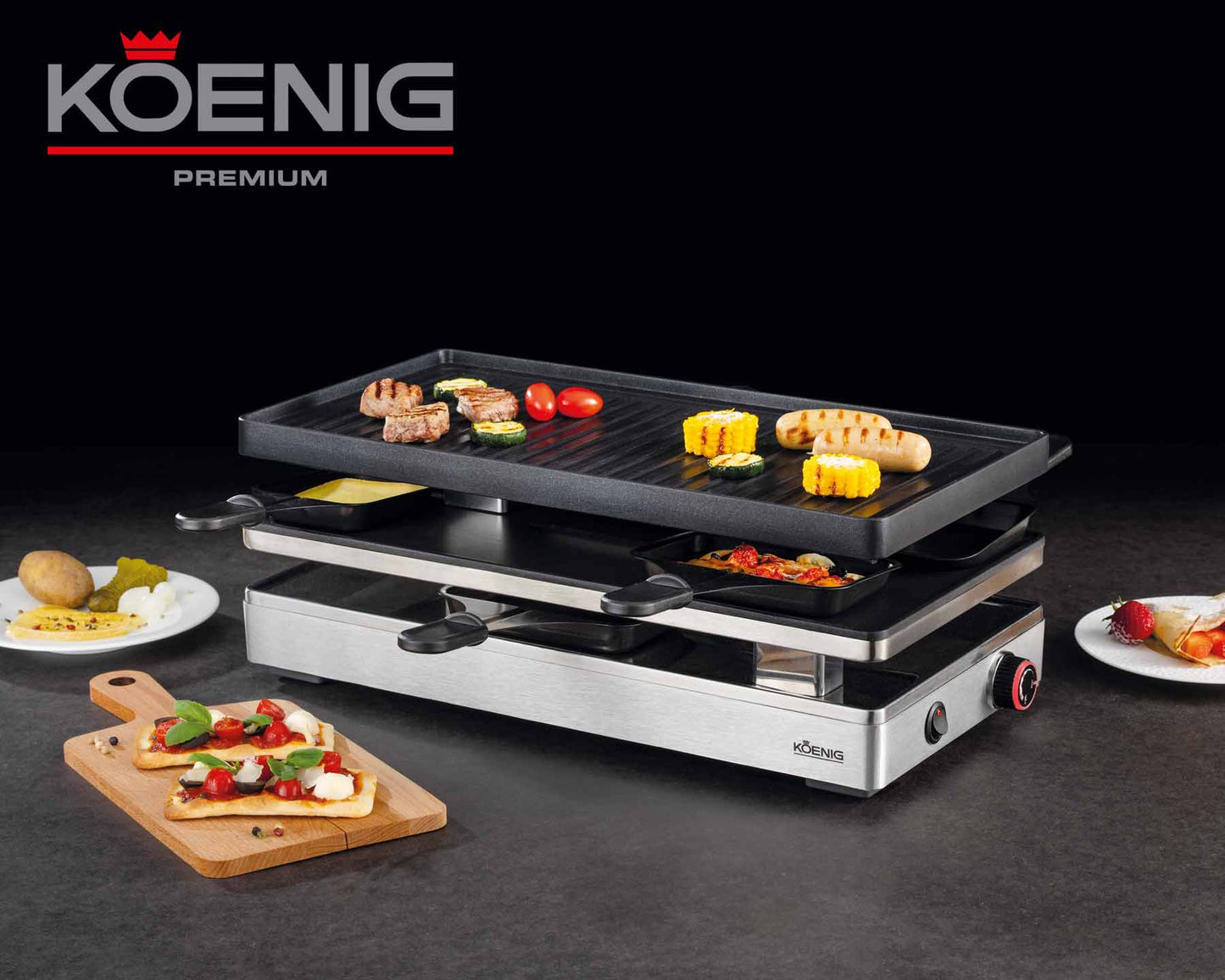 Koenig Pizza Raclette-Grill 4 in 1 - kitchen-more.ch